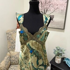 Elegant Paisley Green and Blue Women's Blouse